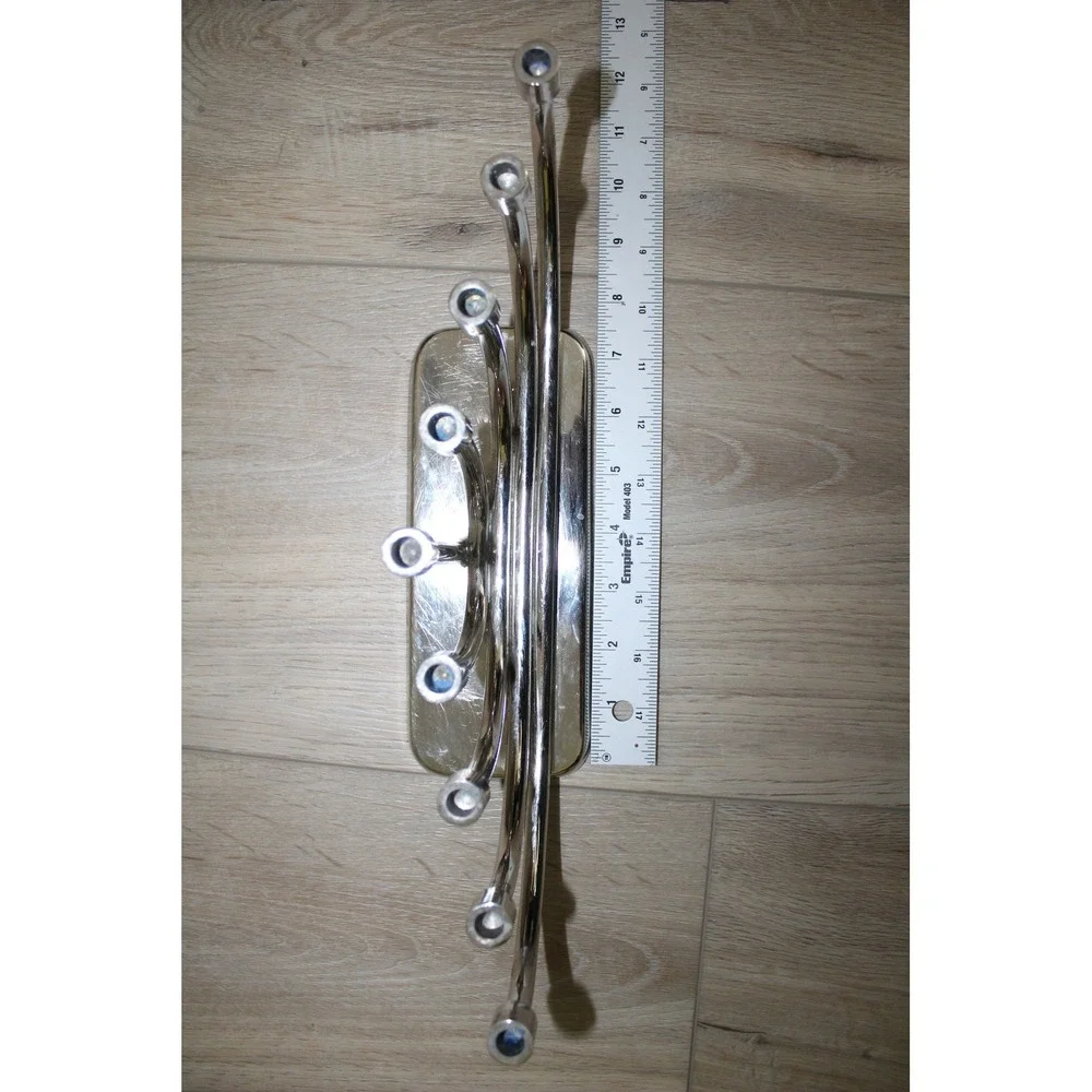 Crate & Barrel Modern Nickel Menorah 495-816 Silver Hanukkah Candelabra 13.5in